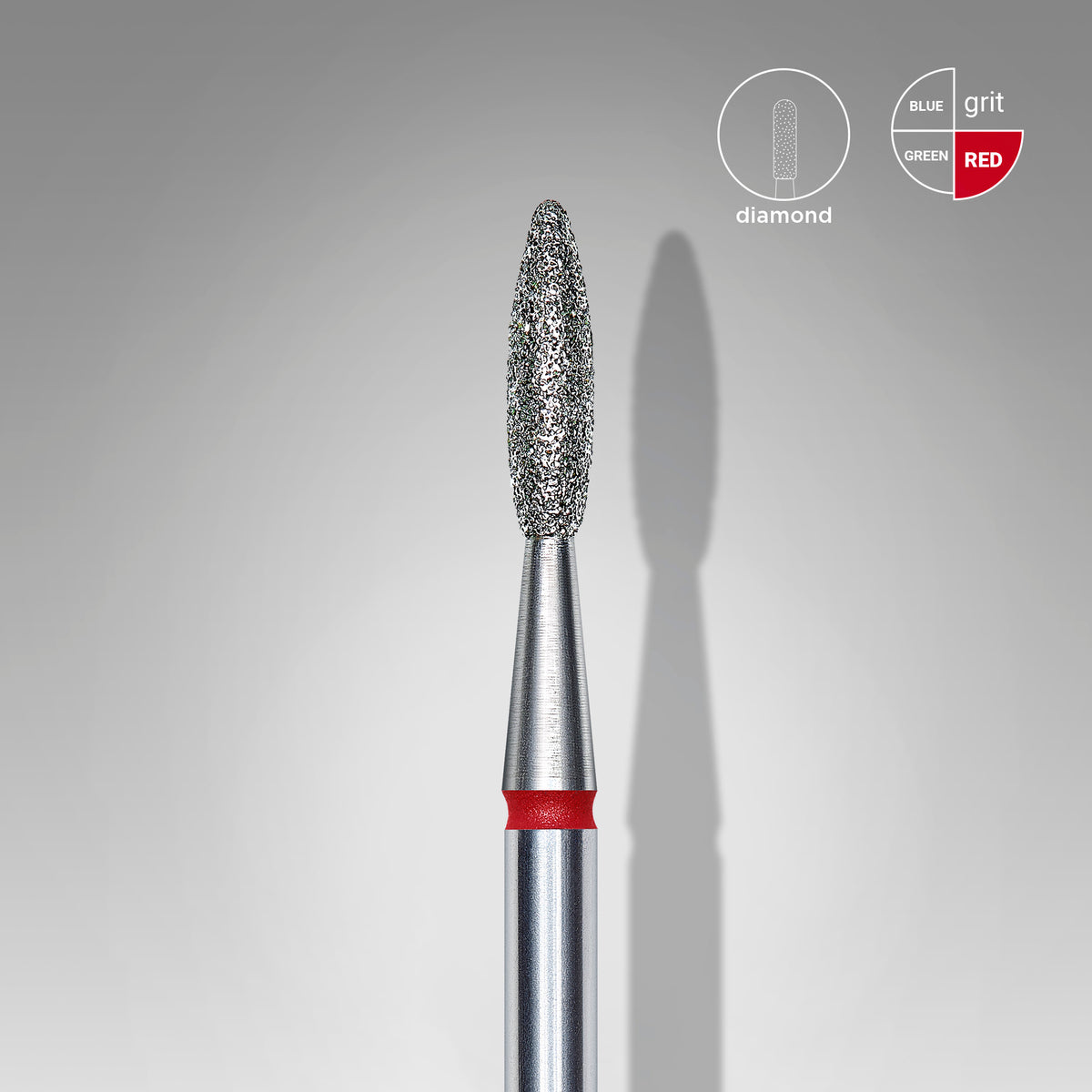 STALEKS – EXPERT FA10R021/8 -  Gyémántporos láng piros manikűrfej - 8mm