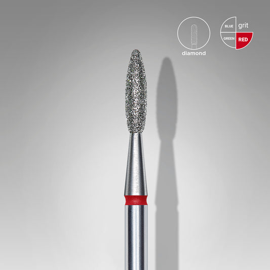 STALEKS – EXPERT FA10R021/8 -  Gyémántporos láng piros manikűrfej - 8mm